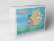 Boîte cadeau "Cigogne et bébé"