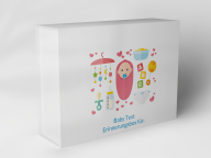 Boîte cadeau "Équipement pour bébé et cœurs"