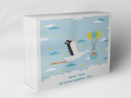 Boîte cadeau "Cigogne avec ballon bébé"
