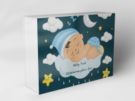 Boîte cadeau "Bébé lune endormi nuages étoiles"