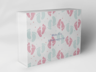Boîte cadeau "Petits pieds de bébé en rose et menthe"