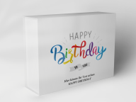 Boîte cadeau "Inscription d'anniversaire colorée"