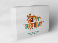 Boîte cadeau "Renard d'anniversaire et fanions"