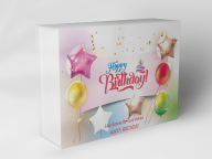 Boîte cadeau « Ballons d’anniversaire et étoiles »