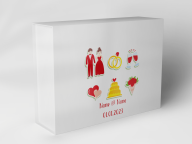 Boîte cadeau "Couples de mariage cœurs anneaux gâteau"