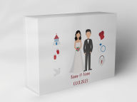 Boîte cadeau "Couples de mariage et cœurs"
