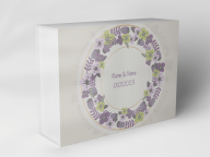 Boîte cadeau "Couronne de fleurs en violet et vert"