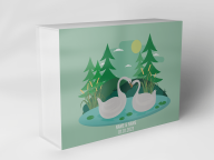 Boîte cadeau "Cygnes au bord de l'étang"