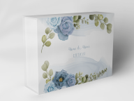 Boîte cadeau "Fleurs bleues et eucalyptus"