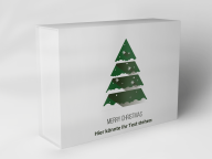 Boîte cadeau "sapin de Noël et flocons de neige"