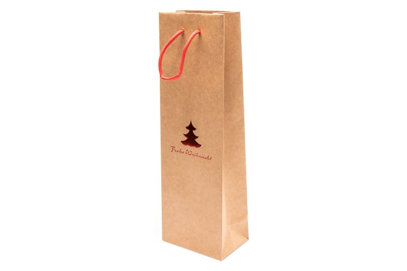 Sac en papier pour bouteille "Ansbach" 12x8x37cm rouge 5107WB-WB12-034 
