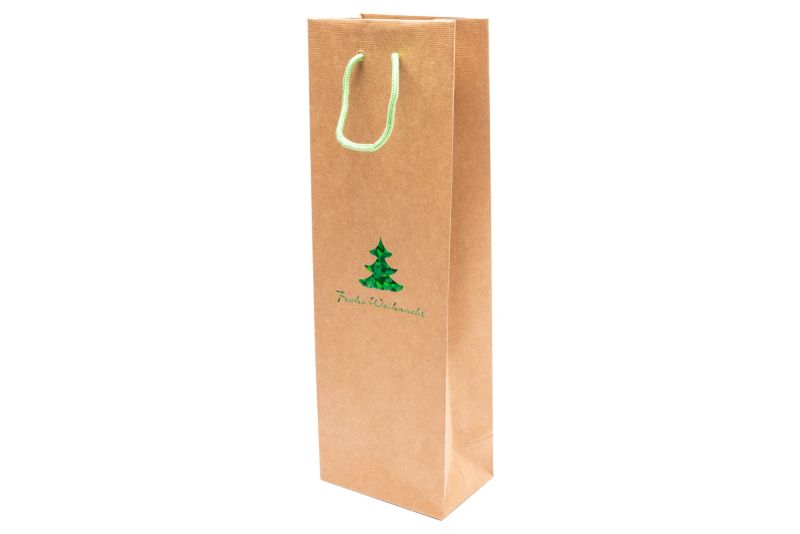 Sac en papier pour bouteille "Ansbach" 12x8x37cm vert 5107WB-WB12-042