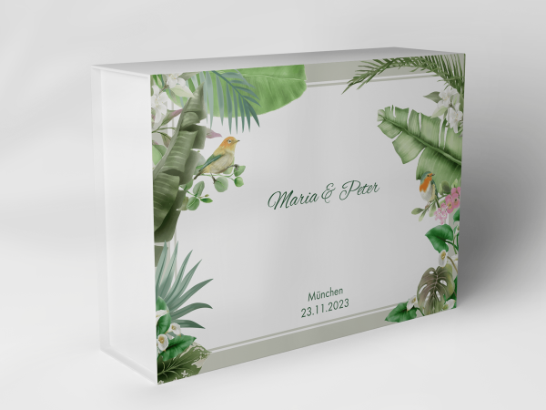 Boîte cadeau "Feuilles tropicales et oiseaux" 1007_05_0002 Boîte cadeau "Feuilles tropicales et oiseaux" 1007_05_0002