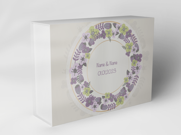 Boîte cadeau "Couronne de fleurs en violet et vert" 1007_05_0038 Boîte cadeau "Couronne de fleurs en violet et vert" 1007_05_0038