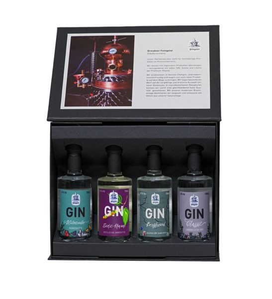 Coffret cadeau "Boîte de dégustation GIN 4x 100ml" G35101_01 Coffret cadeau "Boîte de dégustation GIN 4x 100ml" G35101_01