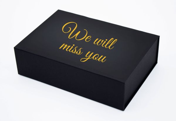 Boîte cadeau "We will miss you" différentes couleurs et tailles Boîte cadeau "We will miss you" différentes couleurs et tailles
