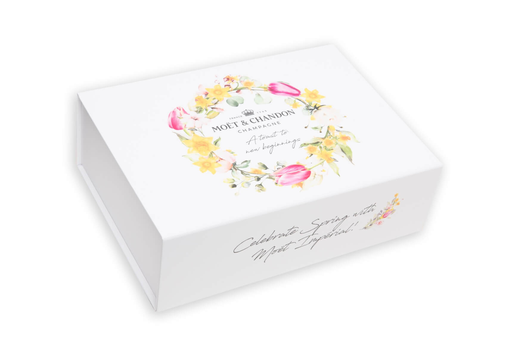Boîte de présentation blanche avec motifs floraux et design raffiné